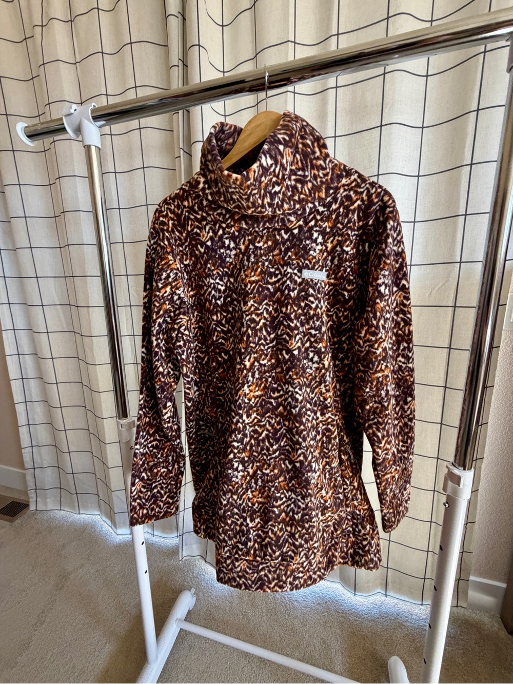 Columbia Women’s XXL Ali Peak Fleece Tunic Brown Orange Print Cowl Neck